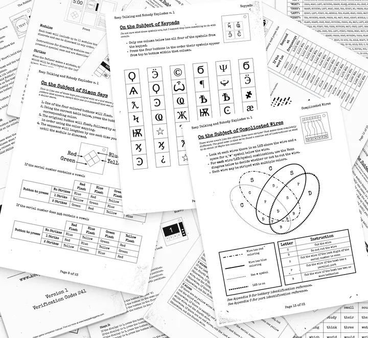 The bomb defusal manual, spread across its pages